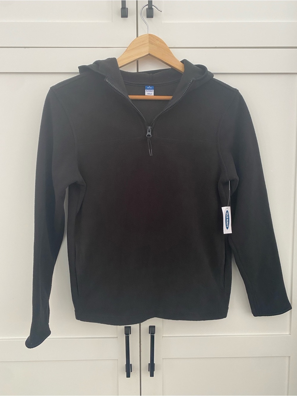 Old Navy Boys Large 10-12 Black Fleece Pullover with Hood New With Tags